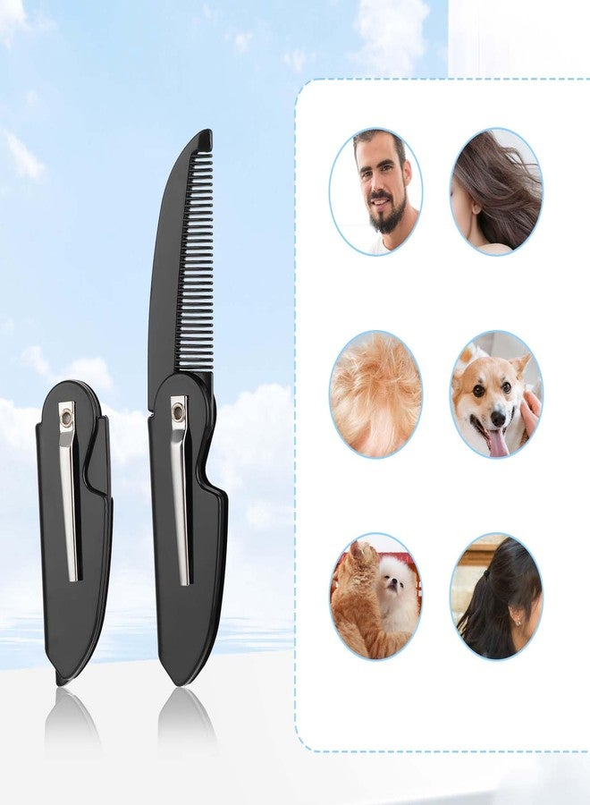 Prasacco 4 قطع مشط شارب قابل للطي مشط لحية محمول فرشاة لحية بأسنان دقيقة فرشاة شارب بلاستيكية مشط شارب مشط جيب صغير للرجال للعناية بشعر الشارب وتصفيفه وتجميله - Image 5