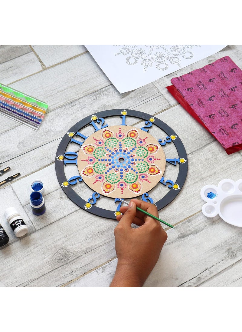 SOLOBOLO - Solobolo Dot Mandala Painting Kit|Craft Kit Girls 9-12|Dot Mandala Art Kit On Wall Clock Living Room|Gift Gifts Girls Age 10-12|Mdf Cutouts Art & Craft 12 Inch Wall Clock - Multicolor - Image 1