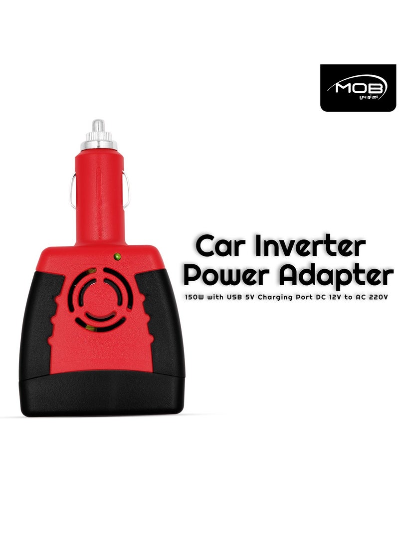 موب محول عاكس للسيارة 150 وات مع منفذ شحن USB 5 فولت محول طاقة تيار مستمر 12 فولت إلى تيار متردد 220 فولت - Image 1