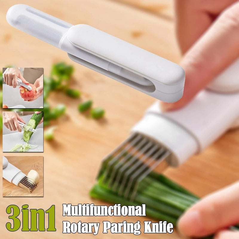 woobles 3in1 Multifunctional Rotary Paring Cutter,Stainless Steel Fruit & Vegetable Shredder,360°Rotating Portable Peeler and Grater for Vegetable and Fruit,Vegetable Grater Slicer Kitchen Gadgets… - Image 2