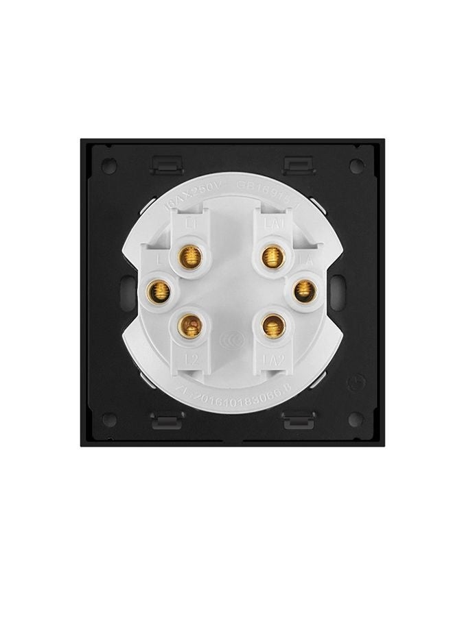 لوحة مفاتيح زجاجية مقاومة للصدمات LED بحجم 86 مم، زجاج دائري رمادي، نمط: ثلاث فتحات تحكم مزدوجة  - Image 3