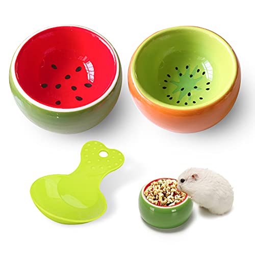 KRIZJUES 2 Pack Hamster Bowl Ceramic Prevent Chewing Feeding Bowl Guinea Pig Water Small Animal Food Dish for Syrian Hamster Rabbit Gerbil Chichilla Hedgehog Sugar Glider Rat - Image 1
