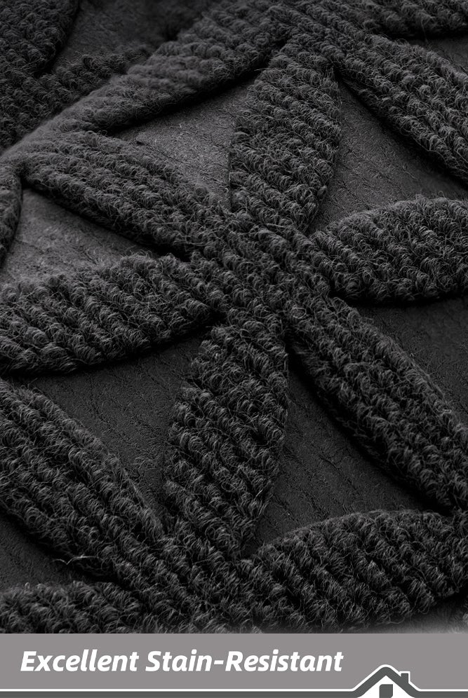 شبيلي بساط أرضية بنمط عصري وكاشط للأحذية وبساط ترحيب من ألياف البوليستر، يلتقط الأوساخ والرطوبة، قاعدة غير منزلقة وارتفاع منخفض، متين وسهل التنظيف، مناسب للمنزل والشقق والمكاتب ومداخل الأماكن الداخلية والخارجية، أسود - Image 4