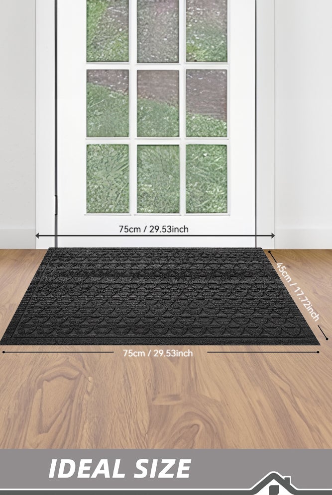 شبيلي بساط أرضية بنمط عصري وكاشط للأحذية وبساط ترحيب من ألياف البوليستر، يلتقط الأوساخ والرطوبة، قاعدة غير منزلقة وارتفاع منخفض، متين وسهل التنظيف، مناسب للمنزل والشقق والمكاتب ومداخل الأماكن الداخلية والخارجية، أسود - Image 5
