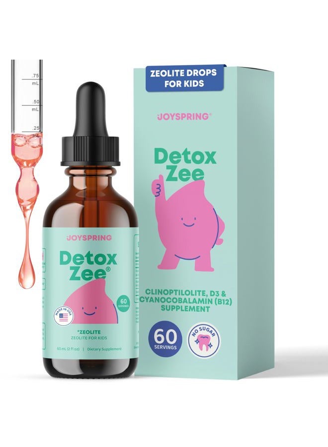JoySpring DetoxZee Zeolite for Kids – Zeolite Clinoptilolite Drops with Cyanocobalamin B12 & Vitamin D3 Kids Support – Natural Berry Flavor Liquid | (2fl oz) 60 Servings - Image 1