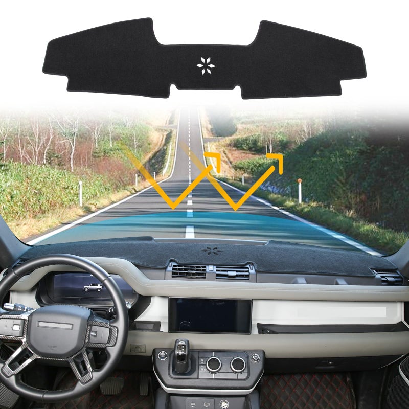 LLKUANG Car Dashmat Dash Mat Compatible with Land Rover Defender 90 110 20202025Polyester Car Dashboard Cover Sun Shade Pad AntiSlip Dash Board AccessoriesLHD Black