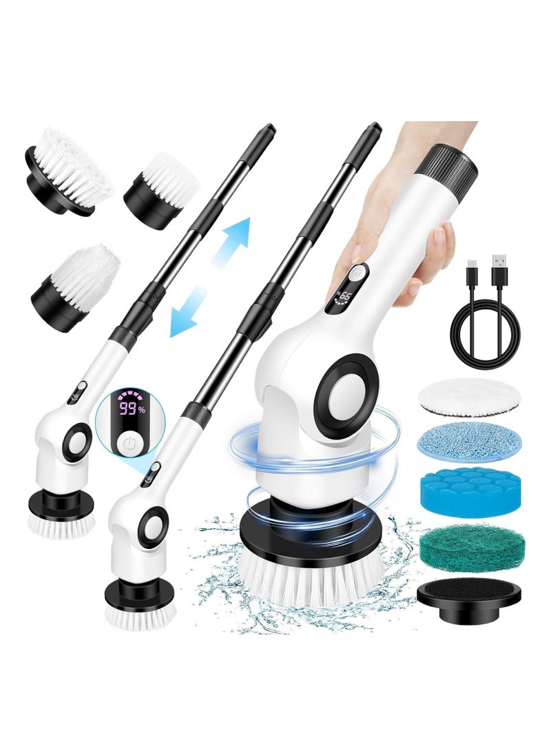 Joshberg - Electric Spin Scrubber,Rechargeable Cordless Shower Scrubber Cleaning Brush with 7 Replaceable Brush Heads, IPX7 Bathroom Scrubber with Extension Handle,Electric Cleaning Brush for Cleaning Tile, Sink, Window, Floor, Tub, Car - Image 1
