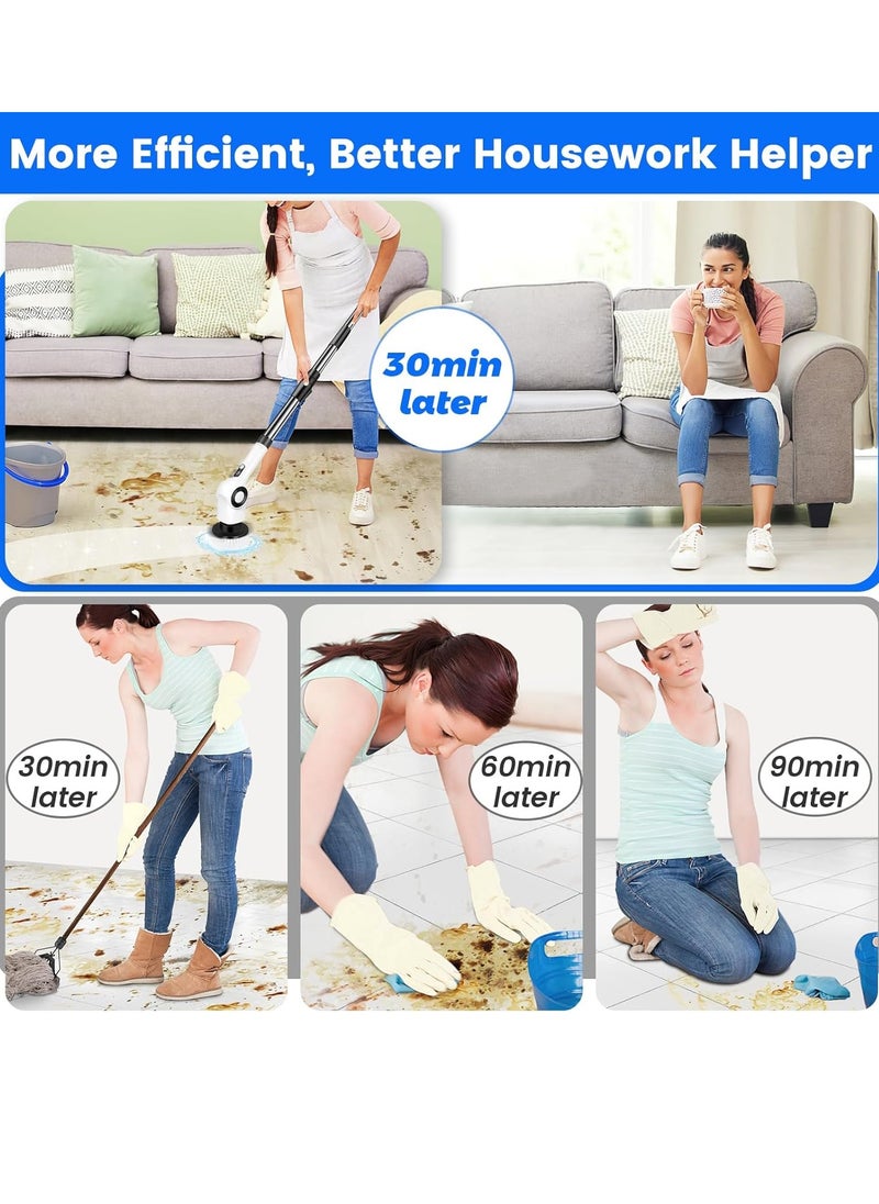 Joshberg - Electric Spin Scrubber,Rechargeable Cordless Shower Scrubber Cleaning Brush with 7 Replaceable Brush Heads, IPX7 Bathroom Scrubber with Extension Handle,Electric Cleaning Brush for Cleaning Tile, Sink, Window, Floor, Tub, Car - Image 1