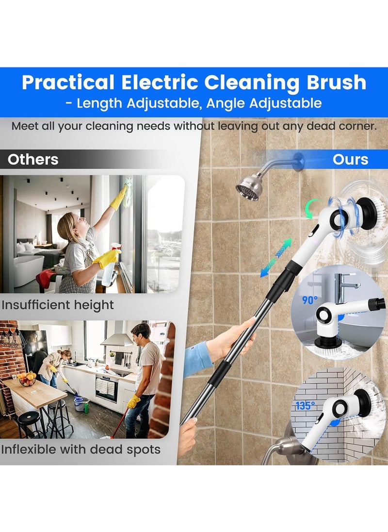 Joshberg - Electric Spin Scrubber,Rechargeable Cordless Shower Scrubber Cleaning Brush with 7 Replaceable Brush Heads, IPX7 Bathroom Scrubber with Extension Handle,Electric Cleaning Brush for Cleaning Tile, Sink, Window, Floor, Tub, Car - Image 1