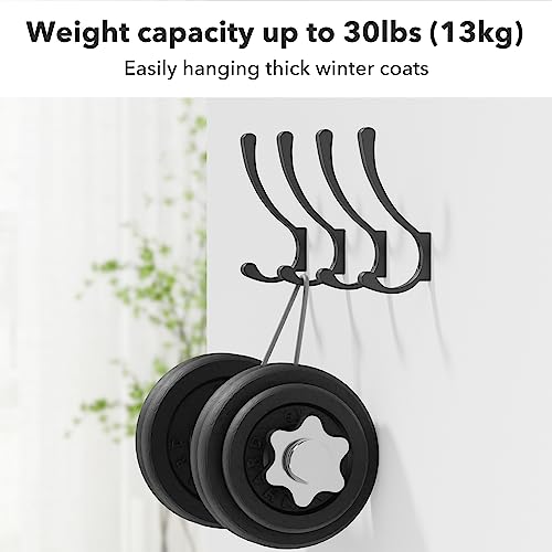 saffruff Coat Hanger Hooks Wall Mount - Backpack Hooks,Metal Wall Hooks For Hanging Heavy Duty,Screw In Hooks For Hanging Clothes,Black Coat Hooks For Wall,Purse Hanger For Wall,Wall Mounted Bag Hooks (8 Pack) - Image 2