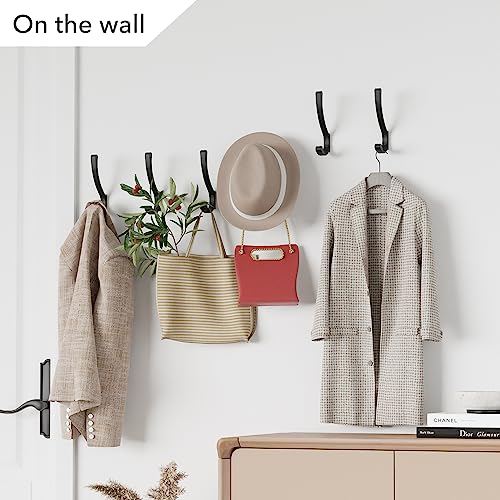 saffruff Coat Hanger Hooks Wall Mount - Backpack Hooks,Metal Wall Hooks For Hanging Heavy Duty,Screw In Hooks For Hanging Clothes,Black Coat Hooks For Wall,Purse Hanger For Wall,Wall Mounted Bag Hooks (8 Pack) - Image 5