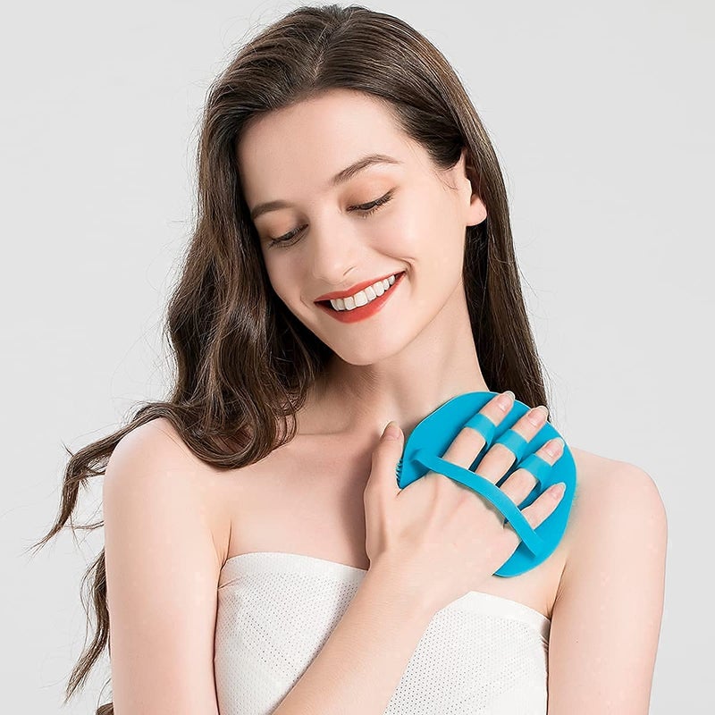 HOMMIESAFE 1 Pack Pure Silicone Food-grade Body Brush Shower Cleansing Scrubber Gentle Exfoliating Glove Soft Bristles (Blue) - Image 5