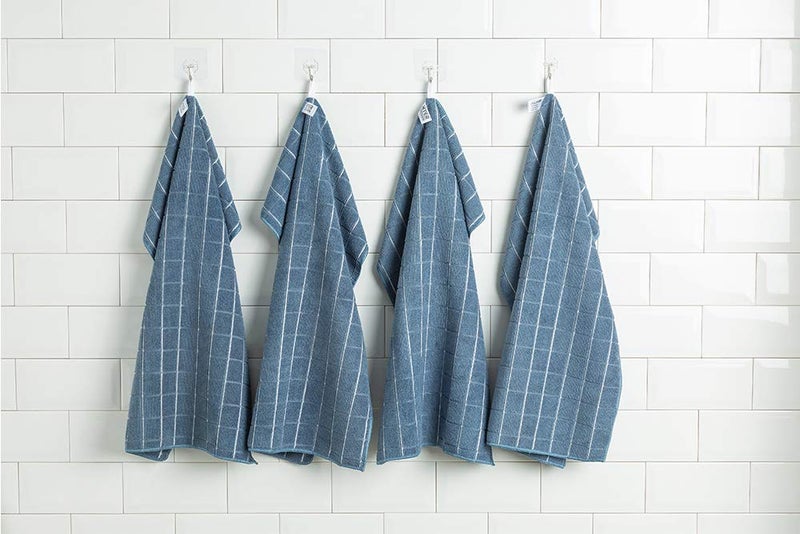 HYER KITCHEN Microfiber Dish Towels - Soft  Super Absorbent and Lint Free Kitchen Towels - 8 Pack (Lattice Designed Blue Colors) - 26 x 18 Inch - Image 4