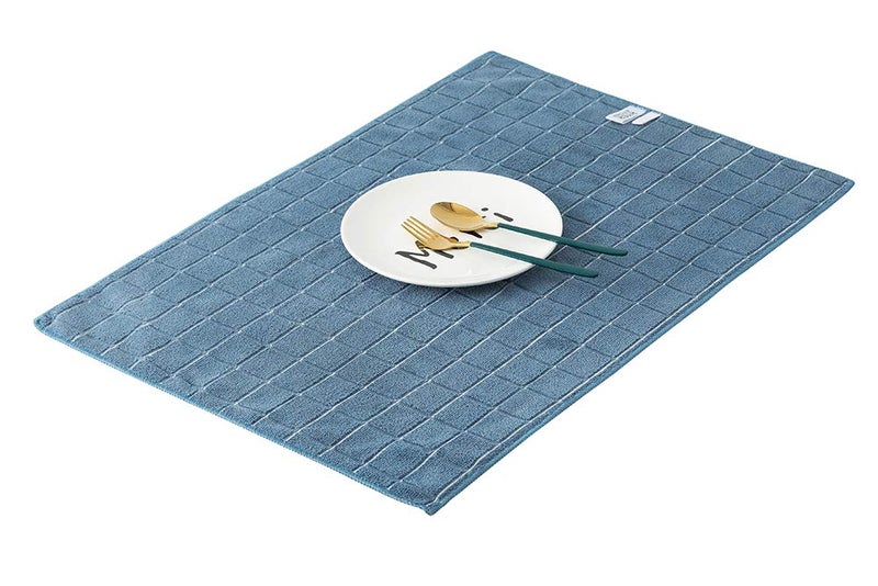 HYER KITCHEN Microfiber Dish Towels - Soft  Super Absorbent and Lint Free Kitchen Towels - 8 Pack (Lattice Designed Blue Colors) - 26 x 18 Inch - Image 5