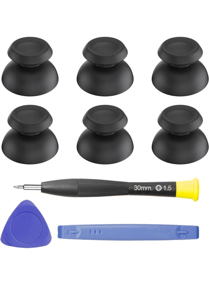 Analog Thumbstick Replacement Kit for PS5 Controller, 6 Pack Black ABS Joysticks with Anti-Slip Grip, Complete Installation Tools, Compatible with PlayStation 5 DualSense - Image 1