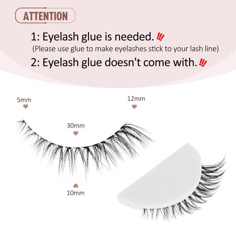 Onlyall Short Natural Eyelashes Natural Fake Lashes Clear Band Lashes False Eyelashes Wispy Lashes Natural Eyelashes 12mm Lashes H24 - Image 4