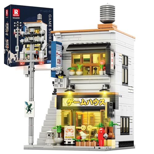 Reobrix Japanese Game Store Building Blocks with Light 2 in 1 Japanese Street View House Model Set 66503 Creative Modern Construction Toy Ideal Collectible Gifts for Adults and Boys - Image 1