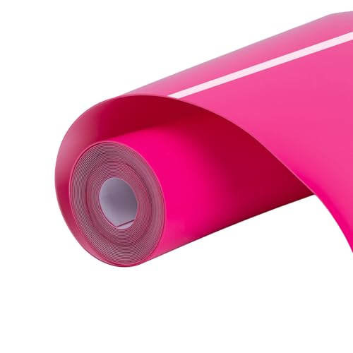 HTVRONT Puff Vinyl Heat Transfer - 10" x 6ft Pink Iron on Vinyl Roll for T Shirts, 3D Puff HTV Heat Transfer Vinyl Compatible with Cricut Cutting Machine- Easy to Cut & Weed & Transfer (Hot Pink) - Image 1