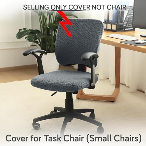 HOKIPO Office Chair Cover for Desk Chair (Mid-Back) – 170 GSM Stretch Jacquard – Washable, Durable & Anti-Slip – Fits Mid-Back Office Chairs, Dark Grey (AR-5363-DGRY-M) - Image 2
