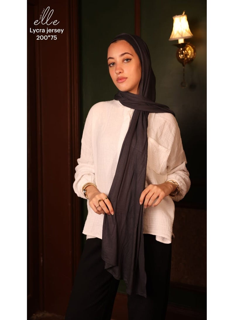ELLE Lycra Jersey Hijab with Cotton Undercap – Stylish Islamic Scarf & Comfortable Shawl - Size 200×75 cm
