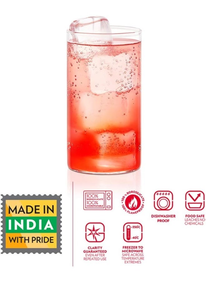 BOROSIL Vision Transparent Water Glass/Cold Drink Tumbler/Beer Glass/Juice Glass Set Of 6 Pcs (350 Ml Each) - Image 2