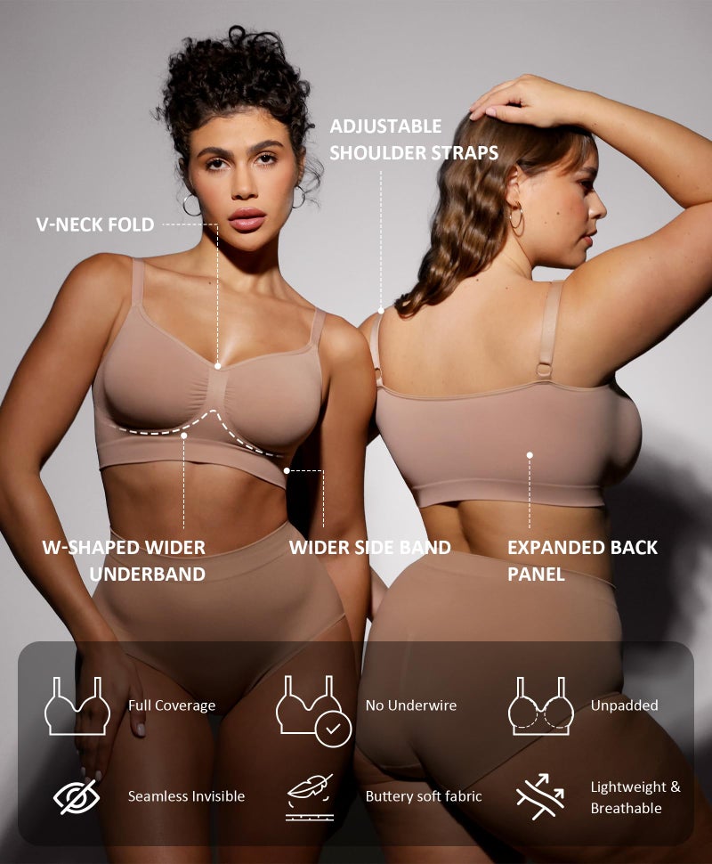 FeelinGirl Seamless Smooth Bralette Comfy Everyday Bras 3-Pack (Black/Sienna/Beige,X-Large) - Image 2