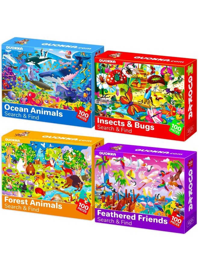 quokka 100 Piece Floor Puzzles for Kids Ages 4-8 – 3 Kids Puzzles Ages 3-5 Year Old by – Toy for Learning Ocean & Forest Animals for 6-8 yo – Jigsaw Toddler Game for Boy and Girl Ages 8-10 - Image 1