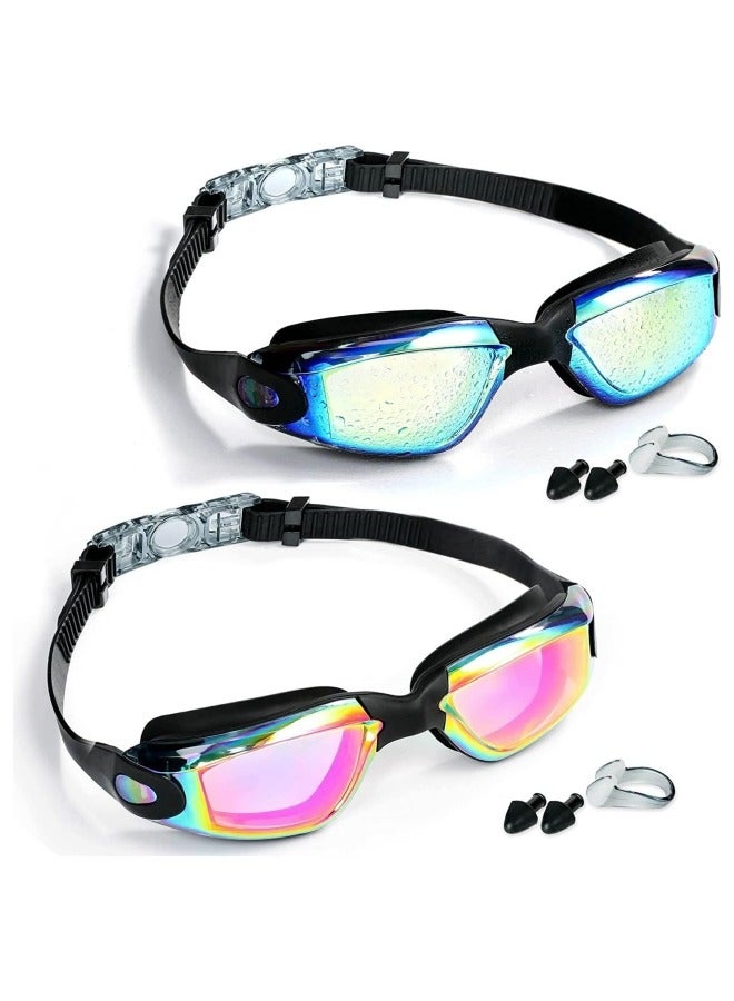 جيجيرو نظارات السباحة، قطعتان من نظارات السباحة للأطفال، مجموعة نظارات السباحة للأطفال، قبعة سباحة من السيليكون المرن، مضادة للضباب ولا تسرب مقاومة للأشعة فوق البنفسجية، قبعة سباحة مقاومة للماء - Image 1