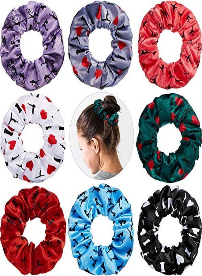 WILLBOND 8 Pieces Gymnastics Hair Scrunchies Velvet Gymnastics Hair Elastics Gymnastics Hair Ties Gymnastics Hair Accessories For Gymnast Women Girls (Multiple Color)  - Image 1