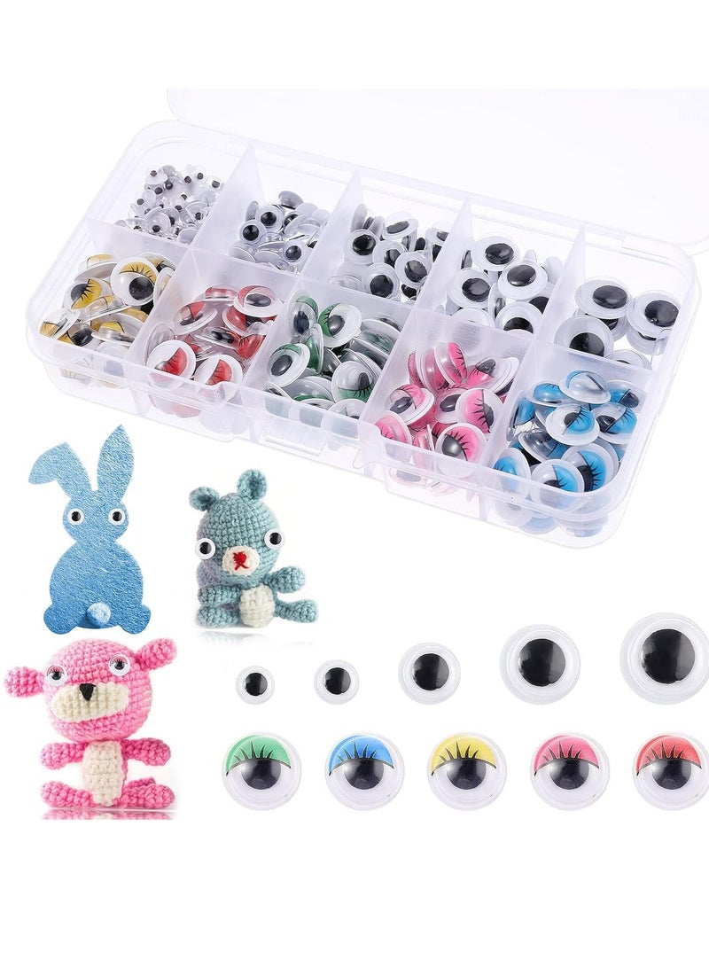 كاست ويف Stick on Eyes for Crafts,430 Pcs Assorted Size Self-Adhesive Googly Eyes Wiggle Eyes Craft Eyes, Doll Eyes Making Accessories Sticky Eyes for Crafting (5/6//8/10/12 mm) - Image 1