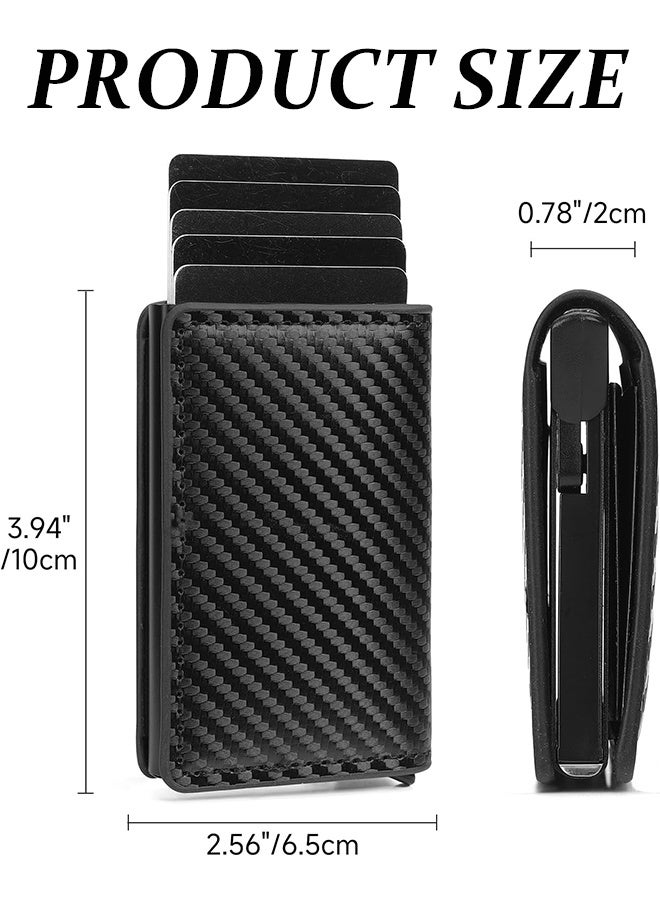Mens Wallet Card Holder for Minimalist Front Pocket Wallet RFID Blocking Pop Up Aluminum Case Credit Card Wallet (Carbon) - Image 3