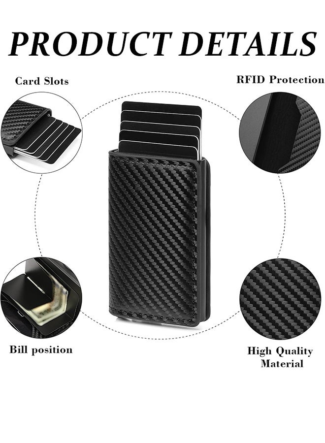 Mens Wallet Card Holder for Minimalist Front Pocket Wallet RFID Blocking Pop Up Aluminum Case Credit Card Wallet (Carbon) - Image 4