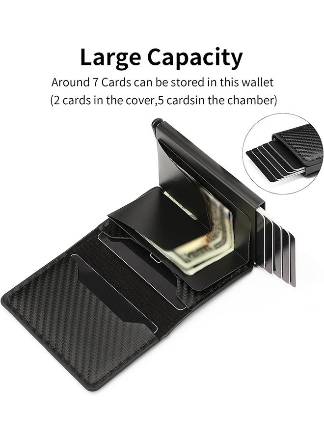Mens Wallet Card Holder for Minimalist Front Pocket Wallet RFID Blocking Pop Up Aluminum Case Credit Card Wallet (Carbon) - Image 2