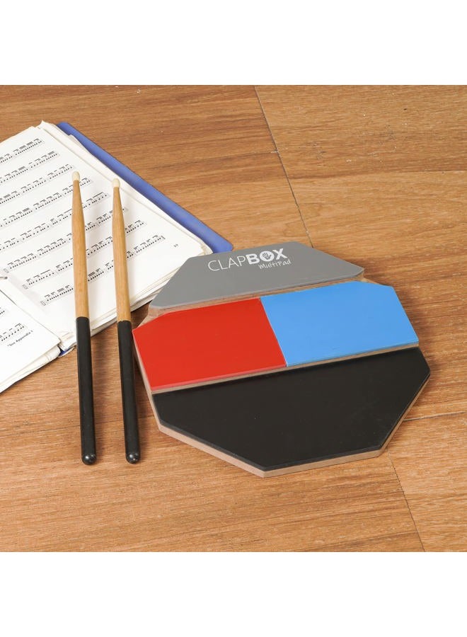 Clapbox Multipad Drum Practice Pad - 4 Different surfaces, 12 inches (Practice Pad Only) - Image 4