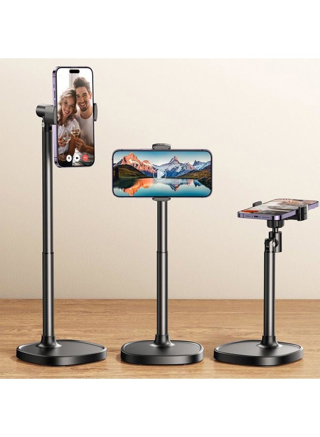 DIMONCOAT Cell Phone Holder, 360 Degree Rotation and Height Adjustable Desk Stand, Thick Phone Holder Compatible with All Cell Phones - Image 1