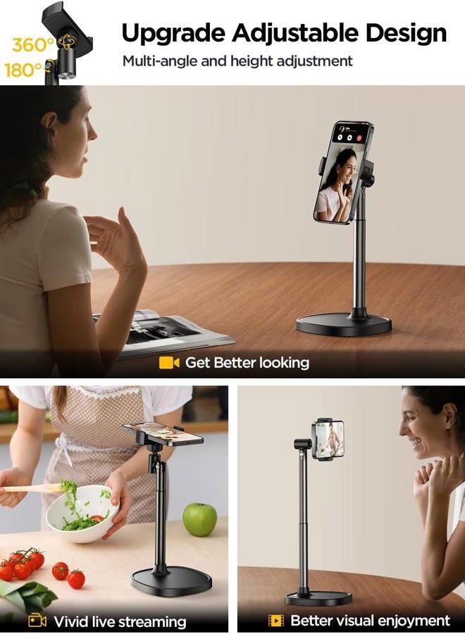 DIMONCOAT Cell Phone Holder, 360 Degree Rotation and Height Adjustable Desk Stand, Thick Phone Holder Compatible with All Cell Phones - Image 4