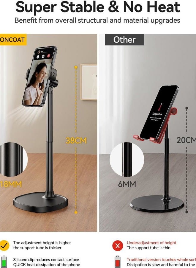 DIMONCOAT Cell Phone Holder, 360 Degree Rotation and Height Adjustable Desk Stand, Thick Phone Holder Compatible with All Cell Phones - Image 3