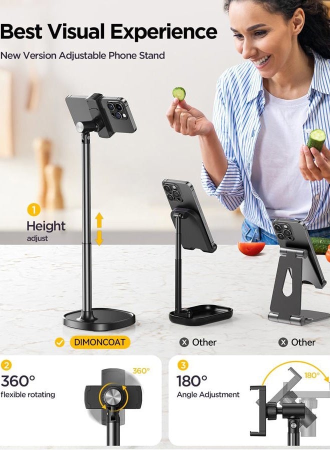 DIMONCOAT Cell Phone Holder, 360 Degree Rotation and Height Adjustable Desk Stand, Thick Phone Holder Compatible with All Cell Phones - Image 2