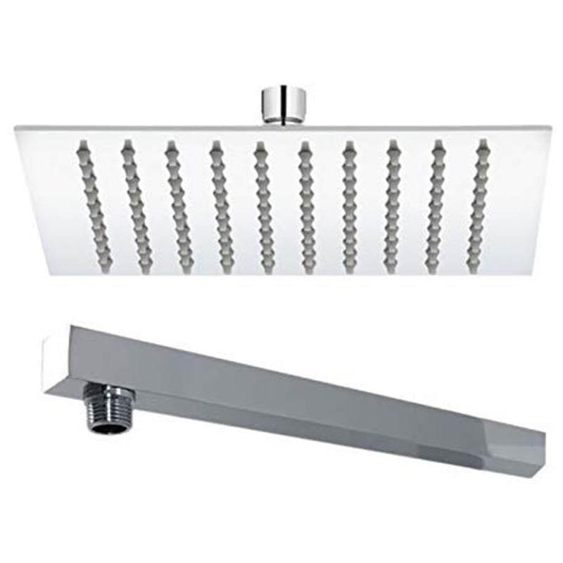 POIO Ultra Slim Shower 6X6 Stainless Steel 304 Grade + 9 Inch Heavy Square Shower Arm Shower Head  - Image 5