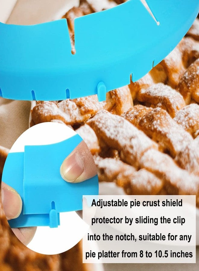 QTECLOR Adjustable Silicone Pie Crust Shield Pie BPA-free Protectors Cover Kitchen Tool for Baking Pie Pizza, Fits 8-11.5 Inches Pie (Blue-2pcs) - Image 2