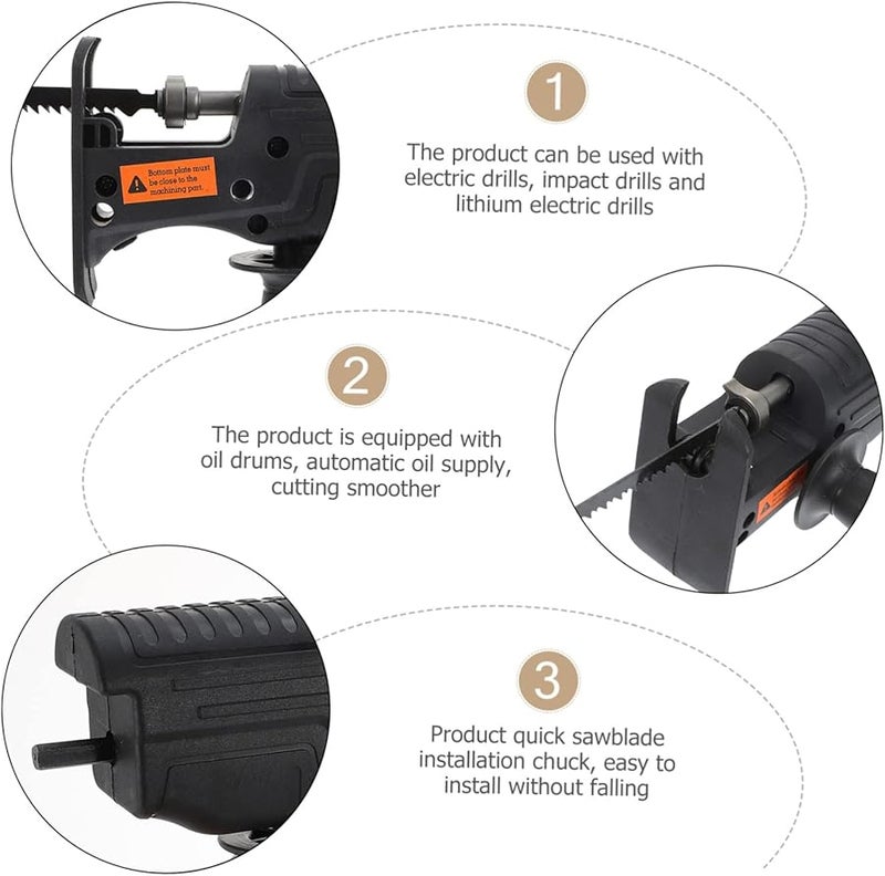 Operitacx Portable Power Drill Reciprocating Saw Attachment Durable Blades Comfort Grip Handle for DIY Projects - Image 4