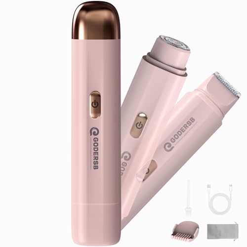 مزيل الشعر البكيني للنساء قابل للماء ماكينة حلاقة كهربائية بدون سلك شفرات قابلة للشحن للنساء لمنطقة الساق والبكيني والوجه وتحت الإبط وتقليم الجسم هدايا مثالية للسيدات باللون الوردي