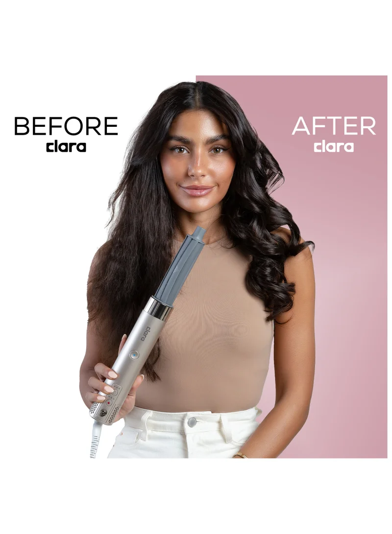 CLARA Clara Multi Styler for All Hair Types – 6-in-1 Styling Tool with Auto-Wrap Curlers, Blow Dryer, Round & Oval Brush – 1500W Ionic Hair Styler for Frizz-Free Waves & Salon Blowouts Pink