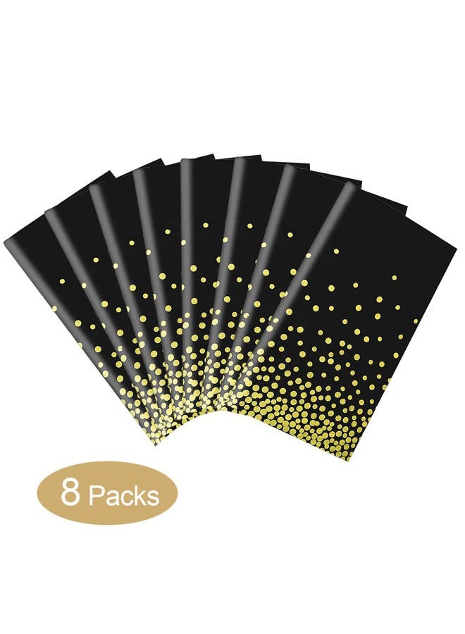 Gexolenu 8 Pack Black and Gold Tablecloth for Rectangle Tables, Plastic Disposable Dot Confetti Party Table Covers for Birthday, Graduation, New Year Party, Anniversary, 54" x 108" - Image 3