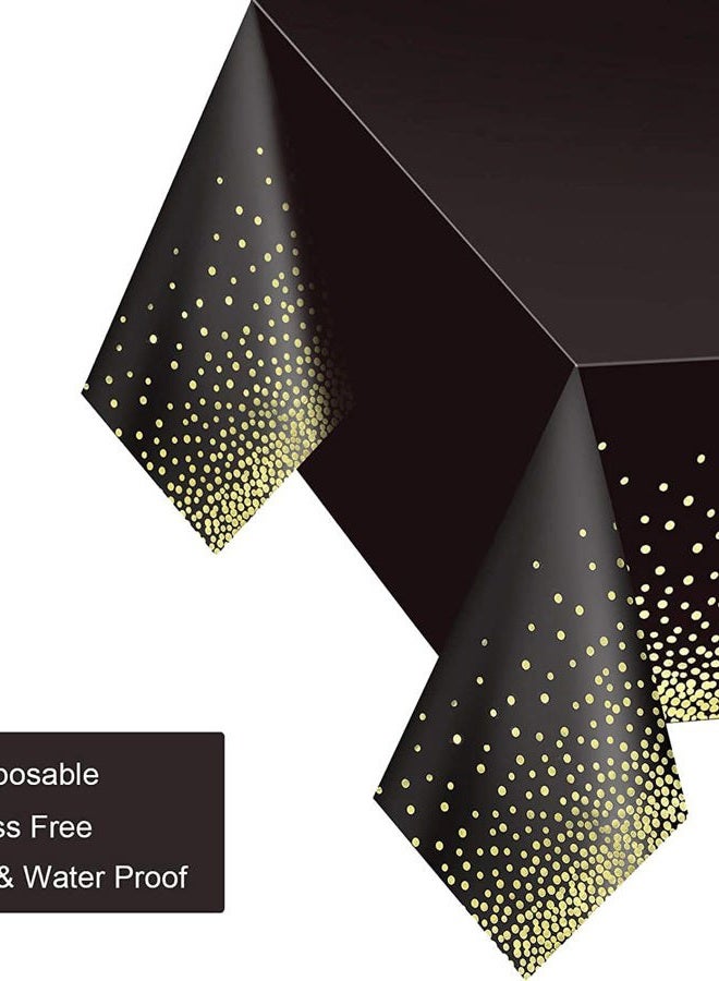 Gexolenu 8 Pack Black and Gold Tablecloth for Rectangle Tables, Plastic Disposable Dot Confetti Party Table Covers for Birthday, Graduation, New Year Party, Anniversary, 54" x 108" - Image 5