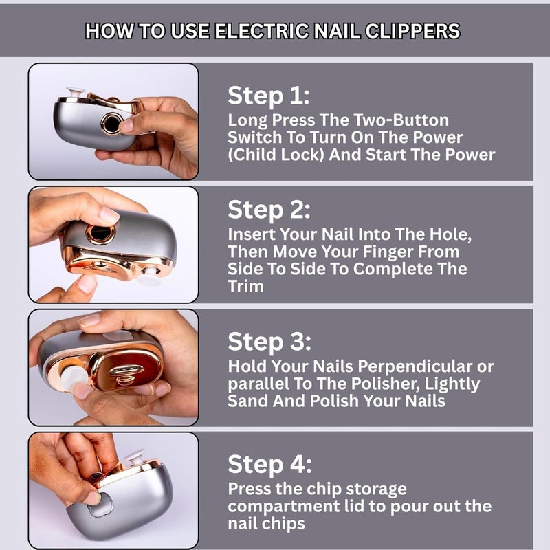 SELLFUN Electric Nail Clipper and Trimmer, 2-in-1 Design with LED Light, 3 Speed Settings, USB Rechargeable ,Light 3 Speeds File Nail Clip Storage Rechargeable Safety Trimmer for Baby Kids Adults Seniors,gift (e_nail) - Image 5