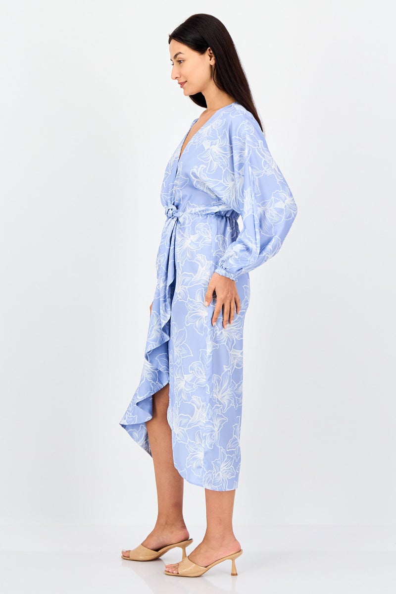 Femi9 فستان ميدي مزخرف بالورود للنساء، متعدد الألوان - Image 3