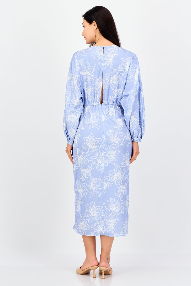 Femi9 فستان ميدي مزخرف بالورود للنساء، متعدد الألوان - Image 4