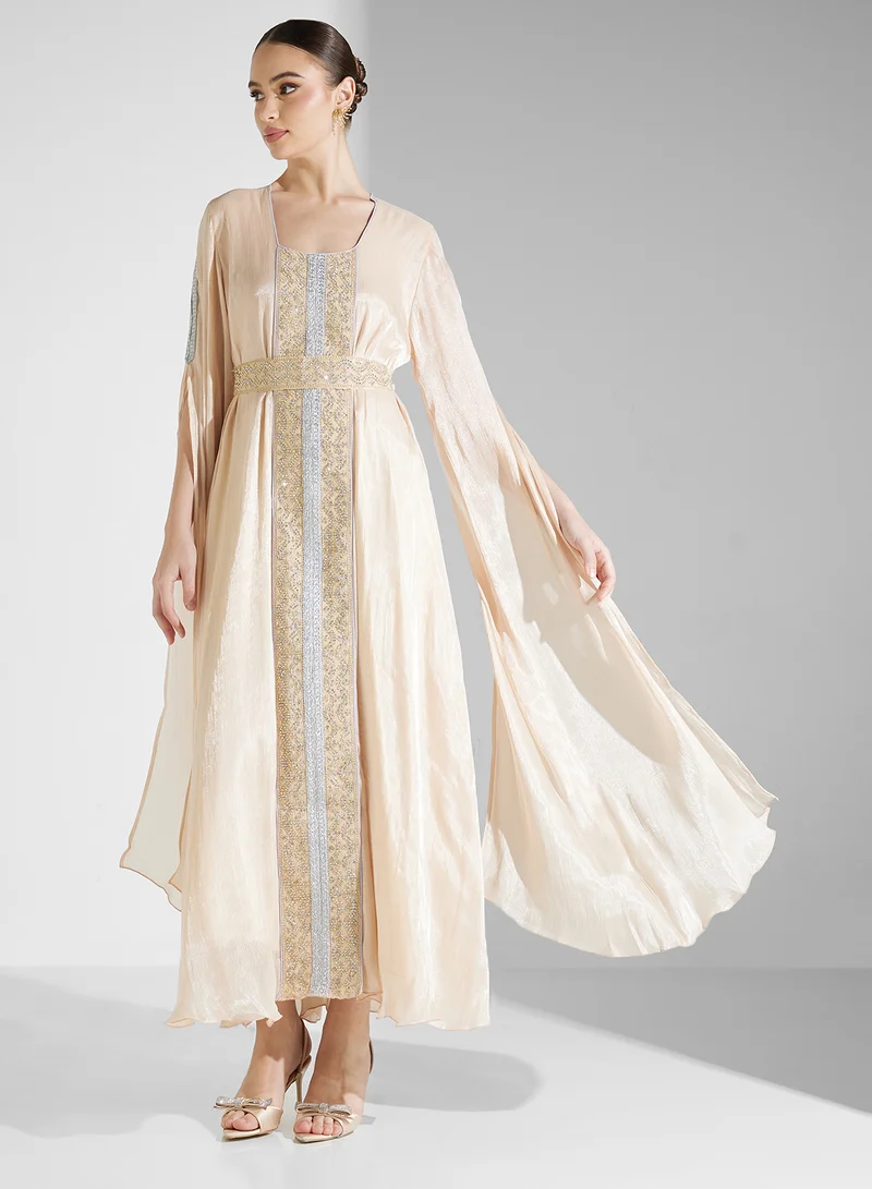 hayas closet Embroidered Chiffon Dress