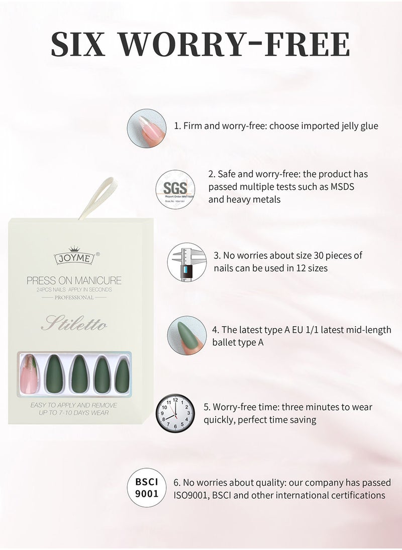 JOYME 24 Pcs Fake Nail Tip Set Nail Stylish Easy to Use Art Design for Salons and DIY with 72 Pcs Nail Adhesive Glue Tapes and Mini Nail File and Manicure Mini Stick for Women  - Image 5
